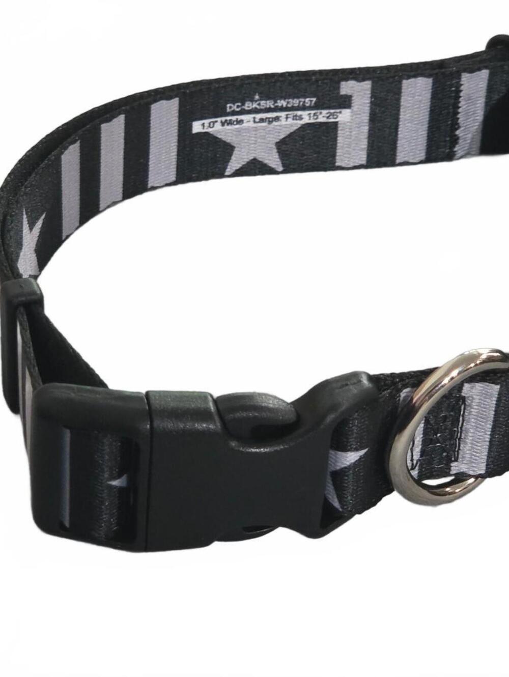 Buckle-Down Large Dog Collar with Stars and Stripes Design 15-24 Inches